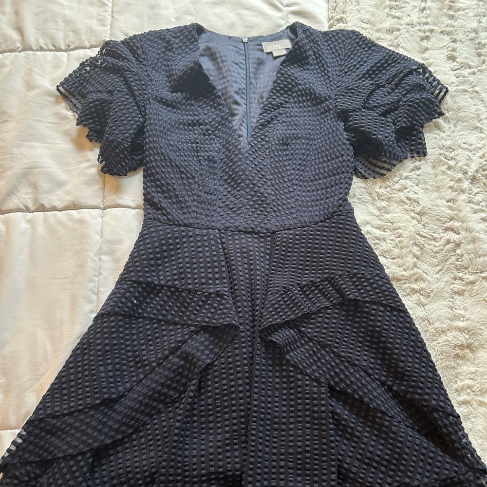 Navy frilly finders keepers dress